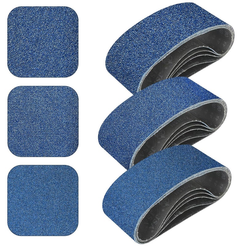 Clebay 3x21 Inch Sanding Belts 15 Pcs (3 Grit, 5 Each of 80, 120, 150 Grits) Heavy Duty Belt Sander Zirconia Belt Sander Paper for Wood, Metal, Stainless Steel, Automotive, and Furniture - Image 1